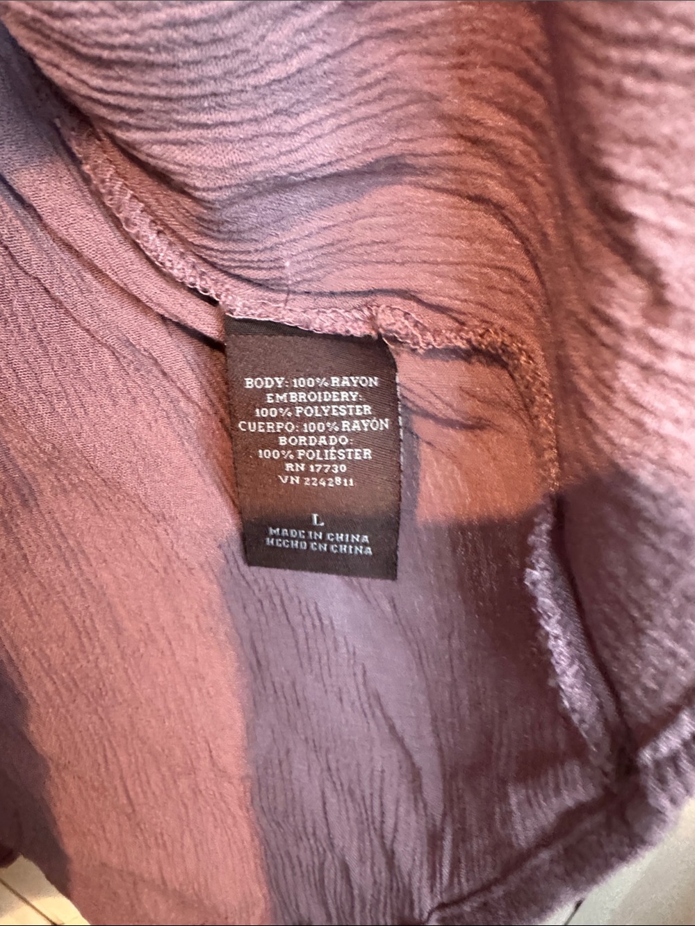 Knox Rose Dusty Mauve Embroidered Tiered Tank - Picture 4 of 5